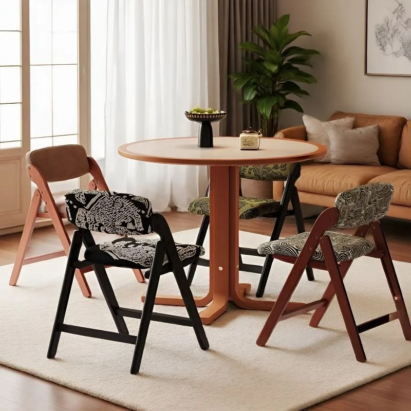 New Spring Mountain Folding Chair Medieval Household Backrest Soft Package Dining Chair Solid Wood French Retro New Model Does N