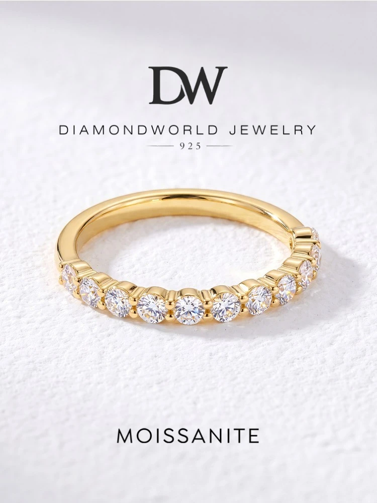 Elegant Fashion 925 Sterling Silver Real Moissanite Diamond 2MM Round Ring For Women Party Luxury High Quality Fine Jewelry