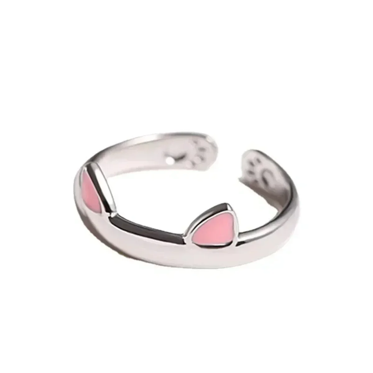 Korean Cat Ear Ring Adjustable Cute Open Ring for Girls Students Creative Couple Ring Simple Jewelry Gift for Women