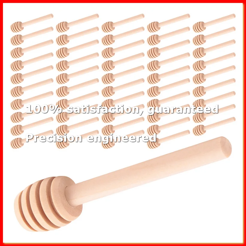 2PackX(50 Pack of Mini 3 Inch Wood Honey Dipper Sticks, Individually Wrapped, Server for Honey)