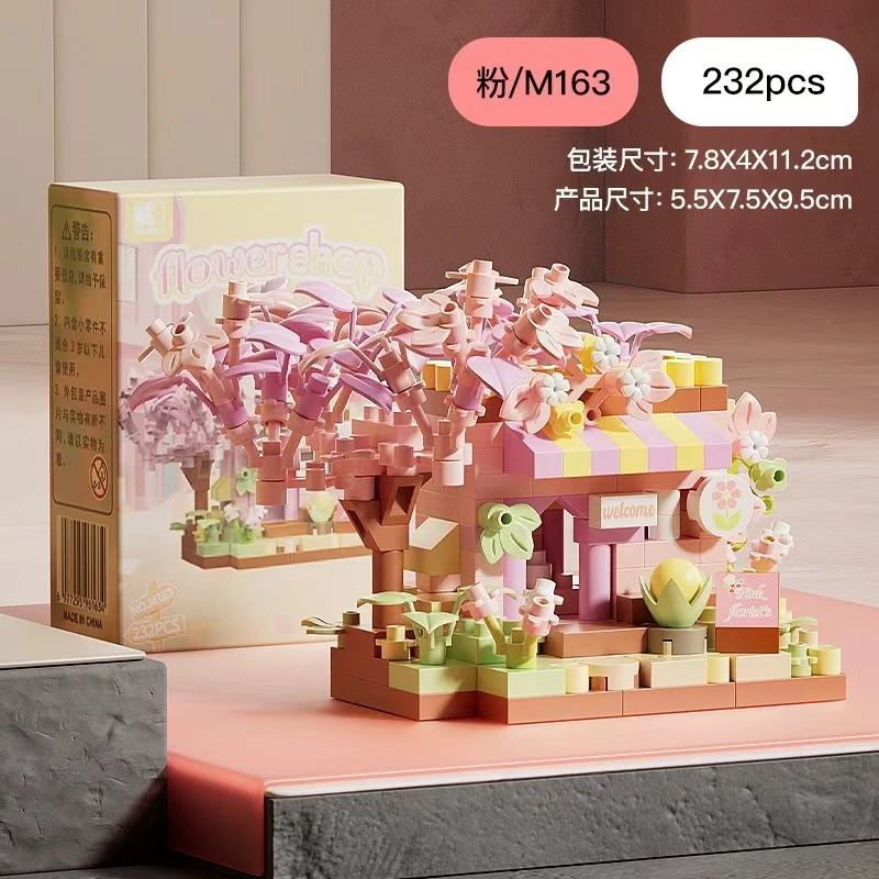Flower Shop Sakura Tree House Building Blocks Compatible Lego Moc Street View Architecture Model Toys For Girls Birthday Gift