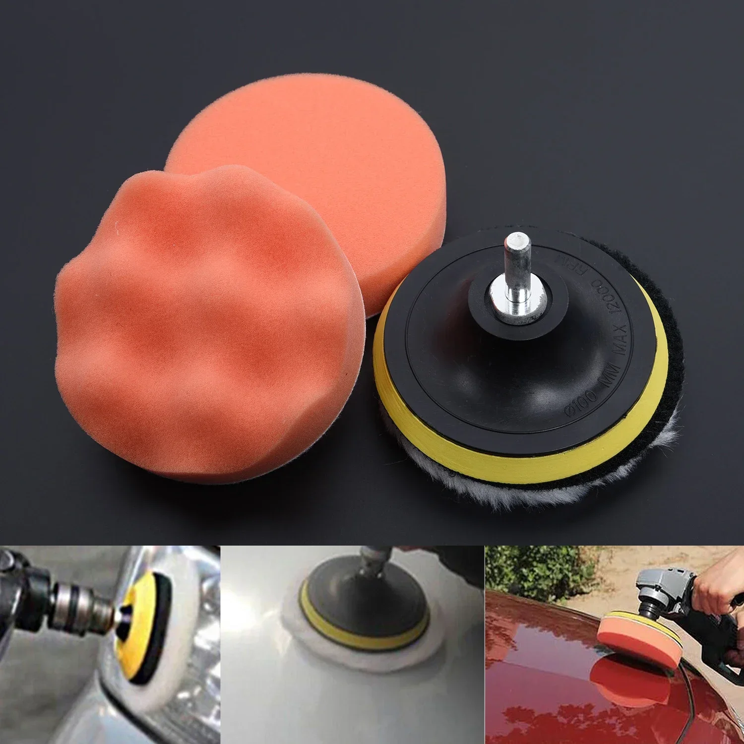 Imagem -06 - Polimento Car Buffing Pad Kit Ferramenta com Adaptador de Broca Amplamente Utilizado Acessórios do Carro Pcs por Conjunto 4