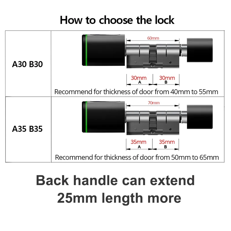 Smart Cylinder Lock With Tuya Bluetooth Fingerprint 13.56mhz IC Card Include CR123A Battery Easy Installation Replace S1