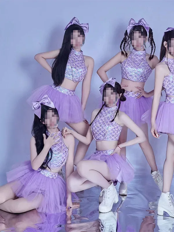 Bar Performance Pearl Tulle Skirt Set Women's Group Dance Show Jazz Song Playing Stage Costume Bar Performance Outfit