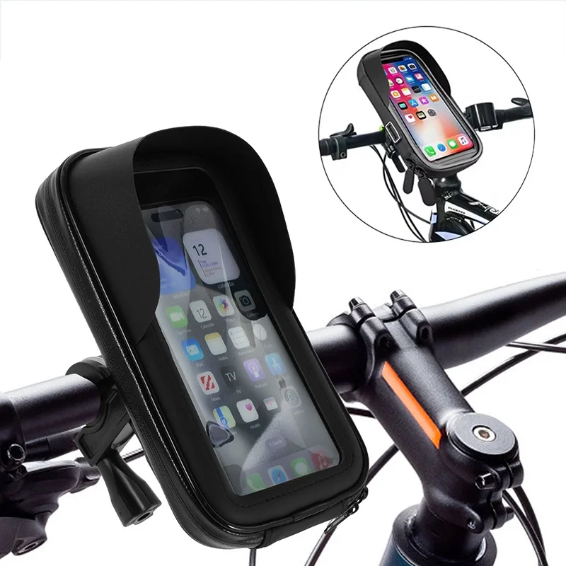 360 °   Drehbare Fahrrad-Handyhalterung Tasche Motorrad-Lenkerhalterung Wasserdichte Tasche Fahrradtasche Touchscreen-Handyhalterung Zubehör