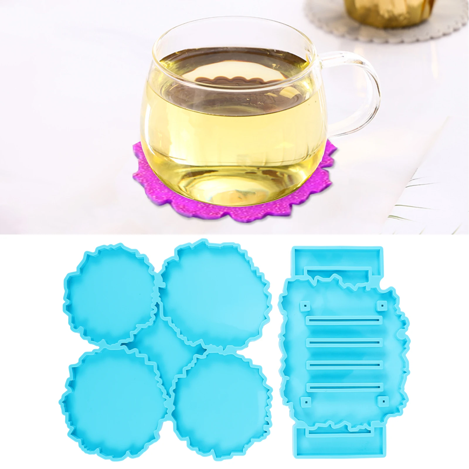 

Creative Silicone Epoxy Molds Cup Mat Coaster DIY Kit Resin Craft Tools for Kids Teens Handmade Gift Making