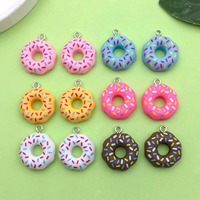 12pcs 18*21mm Colorful Food Donuts Design Charms 3D Resin Pendants For DIY Bracelet Necklace Jewelry Making Accessories