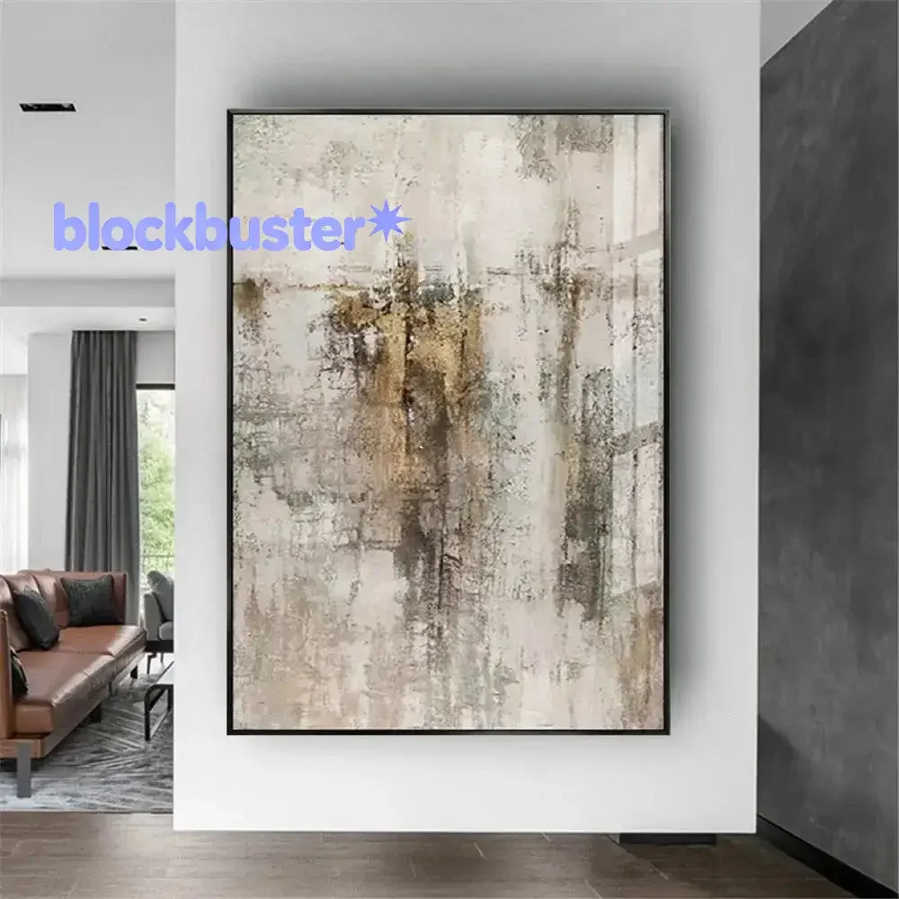 Pintura al Óleo Abstracta con Textura de Cobre Gris Nórdico, Arte de Pared en Lienzo Hecho a Mano para Decoración de Sala de