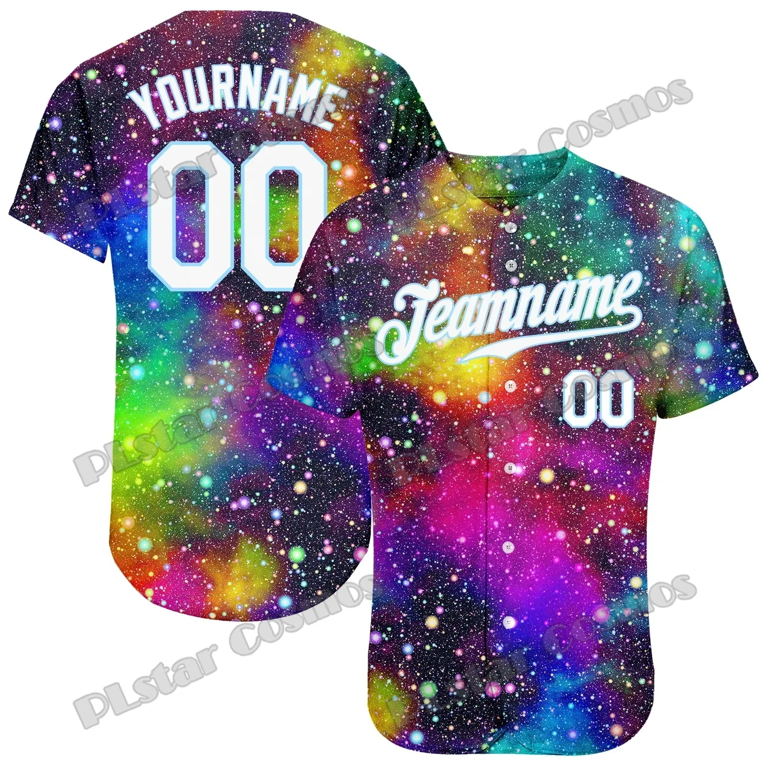 Custom Name Galactic White-Light Blue 3D Printed Fashion Men's Baseball Jersey Hip Hop Streetwear Unisex Baseball Shirt KS-39