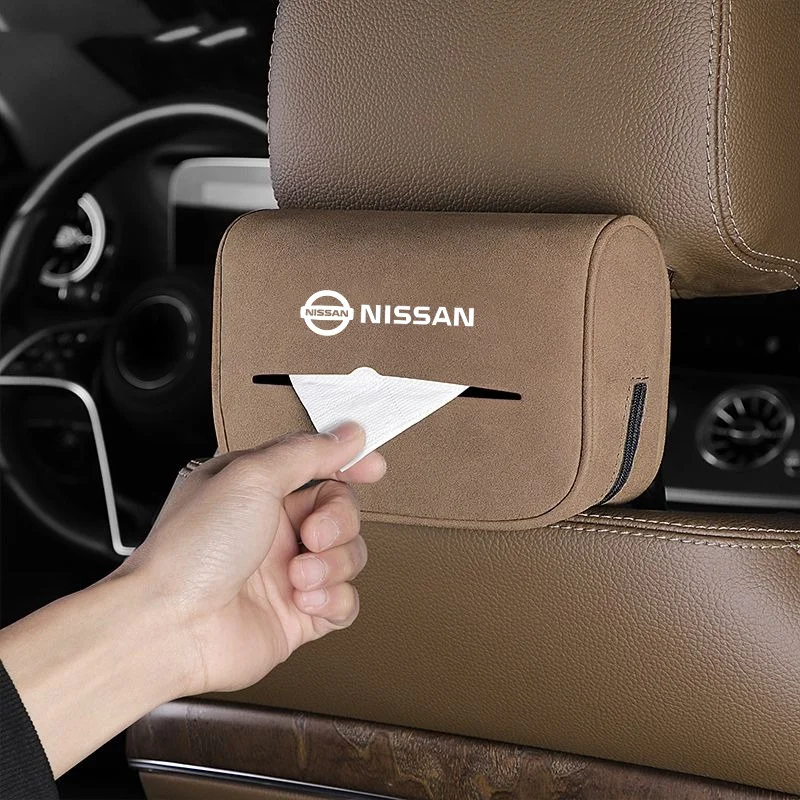 Leather Car Tissue Storage Box Auto Sun Visor Seat Back Hanging Tissue Box Holder For Nissan Qashqai X Juke J10 J11 Trail Tiida