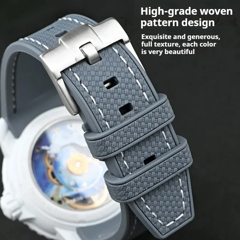 22mm Curved End Silicone Strap for Swatch X Blancpain Fifty Fathoms Five Oceans Men Women Waterproof Rubber Bracelet Watch Band
