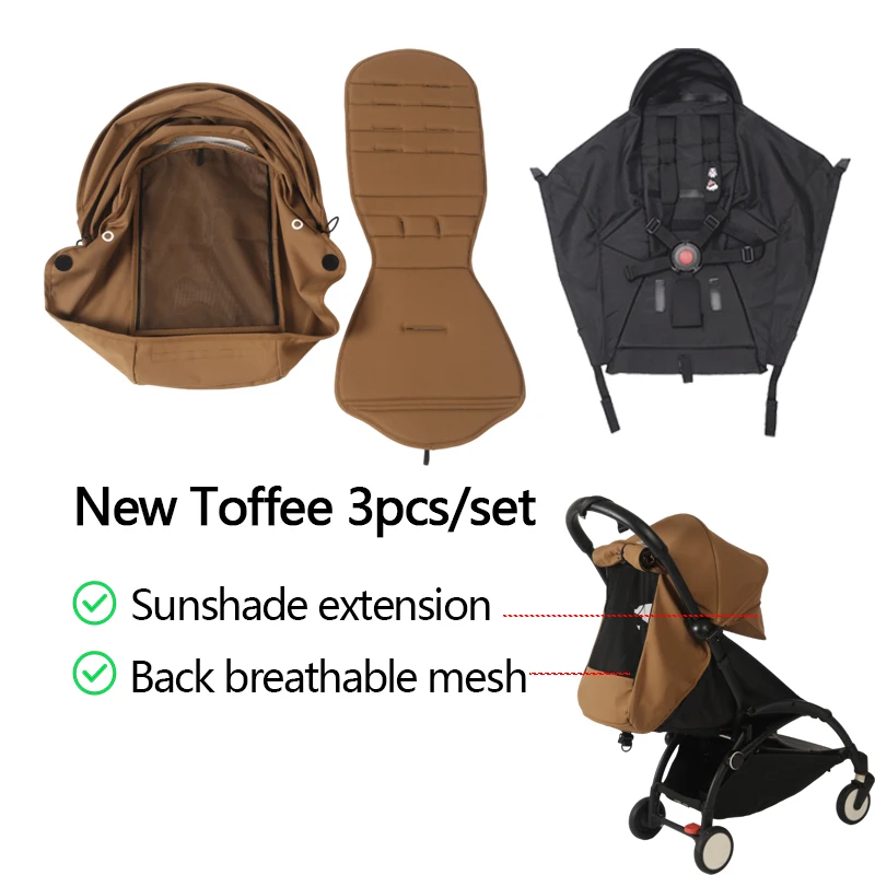 175° 3pcs/Set Stroller Accessories Hood&Mattress&Seat Cushion For YOYO/YOYO2/YOYA Babytime 1:1 Quality Canopy Cover Mattresses image 3