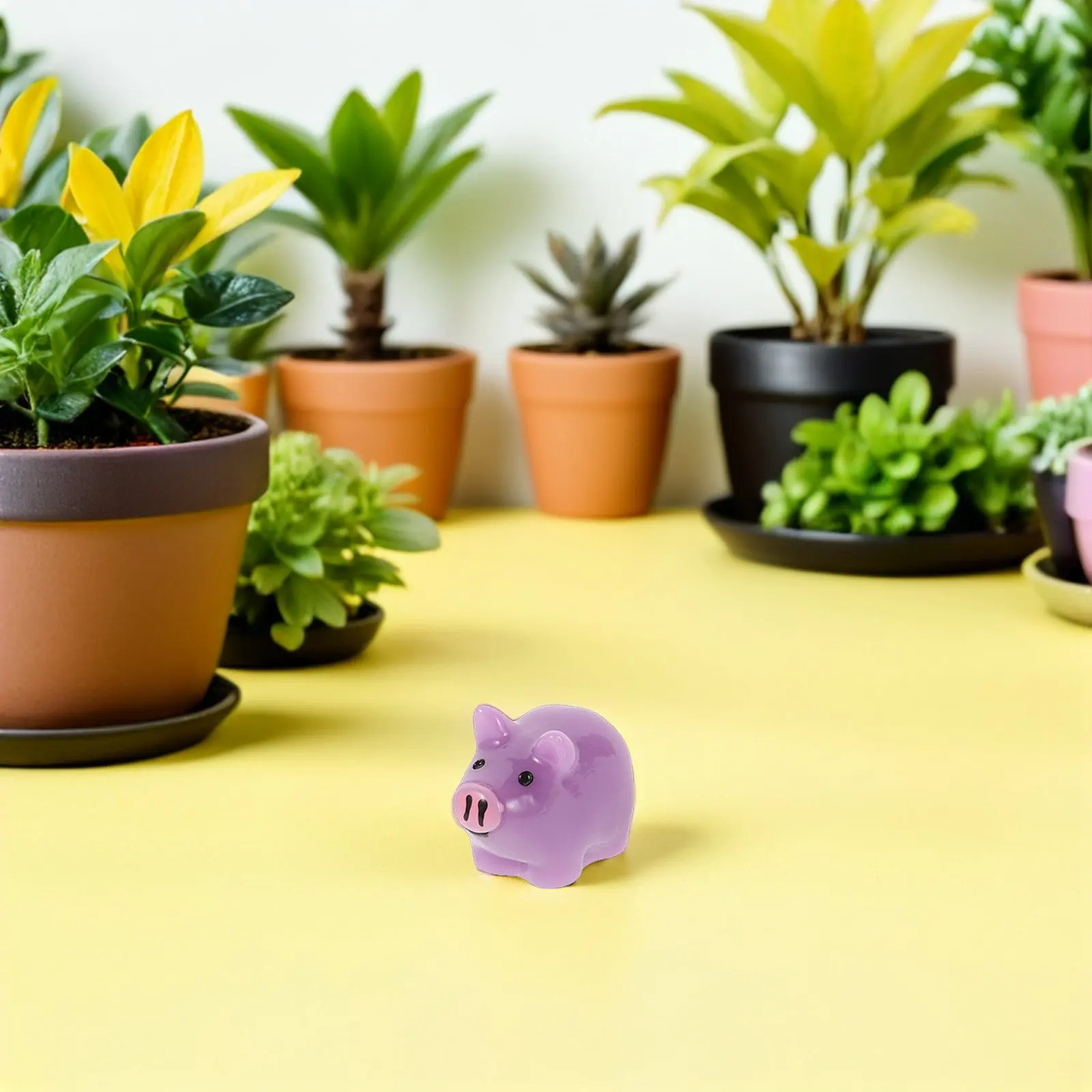 60Pcs Mini Resin Pig Ornament Cute Tiny Small Animals for Garden Micro Landscape Bonsai Decoration Fairy Garden Accessories