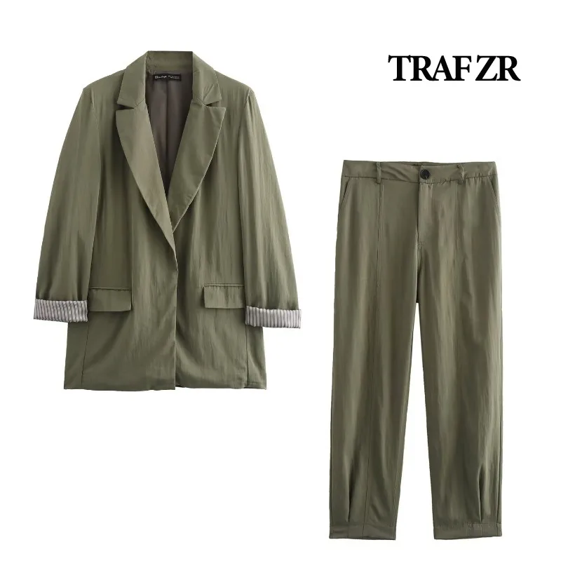 TRAF ZR Pants Set Woman Two Pieces Casual Elegant Women\'s Summer Suit Set Tailor Suit Woman Fashion 2024 Office Lady Sets