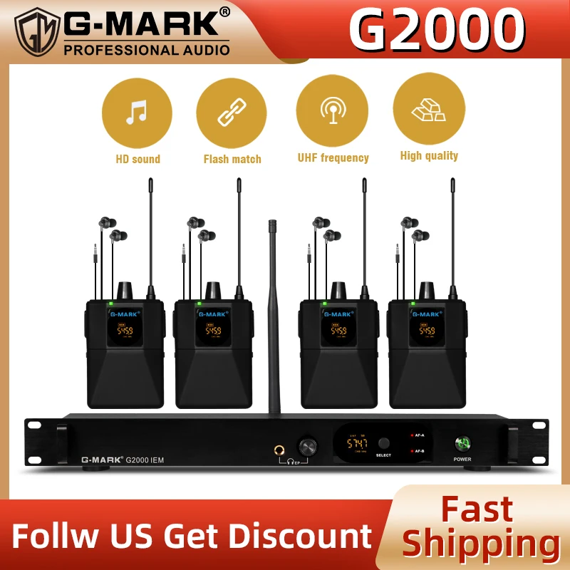 

G-MARK G2000 беспроводной монитор-вкладыш UHF моно сценический обратный механизм с возможностью выбора для певицы, мероприятия, хоста, гитары, студии, группы, вечеринки