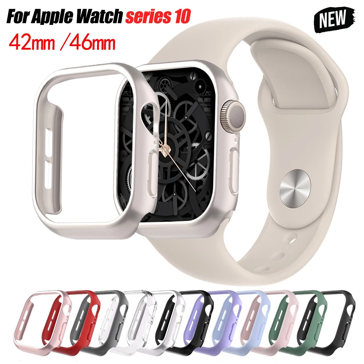 Capa fosca para Apple Watch Series, Hard PC Bumper, Capa protetora, Moldura para iWatch Series 10, 42mm, 46mm, acessórios