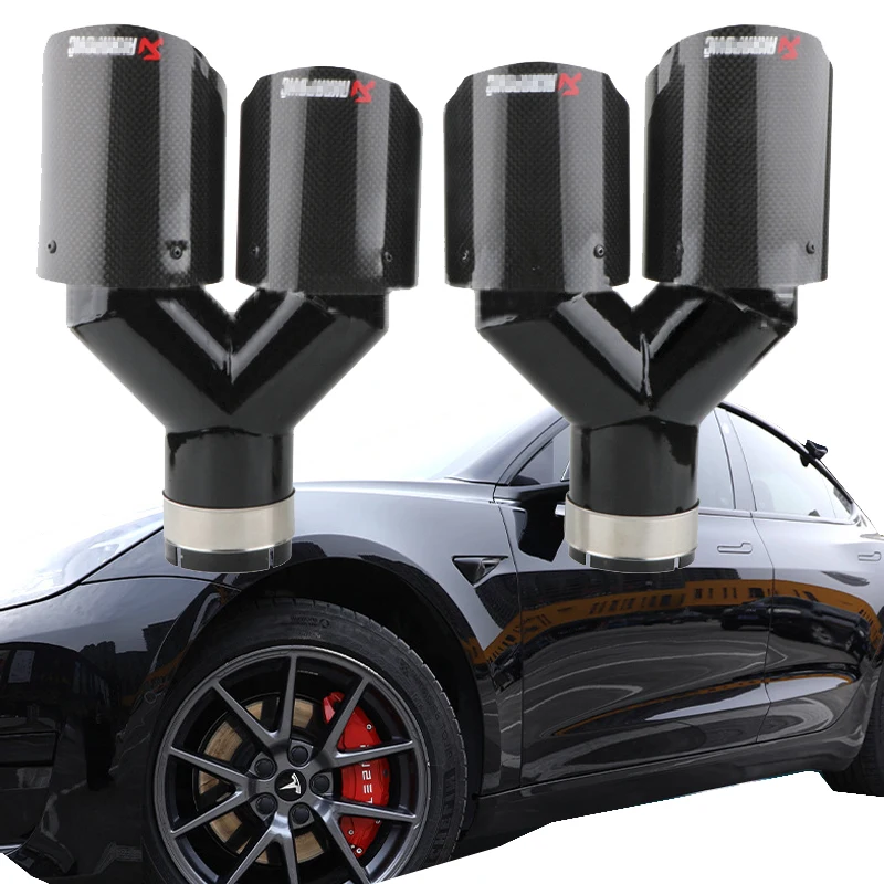 

Y shaped dual exhaust car muffler Ak real carbon fiber exhaust tips universal rear exhaust muffler sound system echappement car