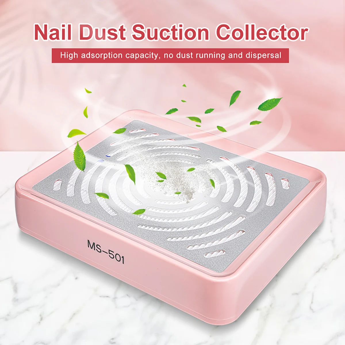 

Nail Dust Suction Cleaner,Pink Portable High Adsorption Manicure Equipment with Knob Design Switch Stainless Steel Magnetic Lid