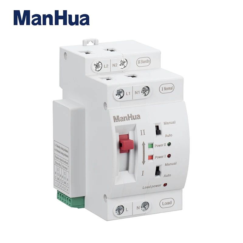 ManHua 2P AC 220V 63A 2 Poles Mini Household ATS Dual Power Automatic Transfer Switch for Home Use Pc Class