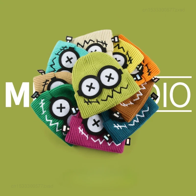 Xiaomi ใหม่น่ารัก Quirky Malfunctioning หุ่นยนต์หมวกขนสัตว์เด็กฤดูใบไม้ร่วงและฤดูหนาว Windproof WARM สีดําถักหมวกบุคลิกภาพ