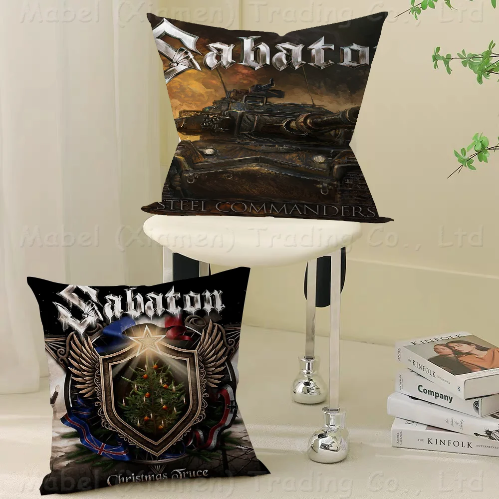 S-Sabaton Band Pillowcase Toon Gift Cushion Cover Bedroom Home Sofa Chair Seat Decor Pillow Case