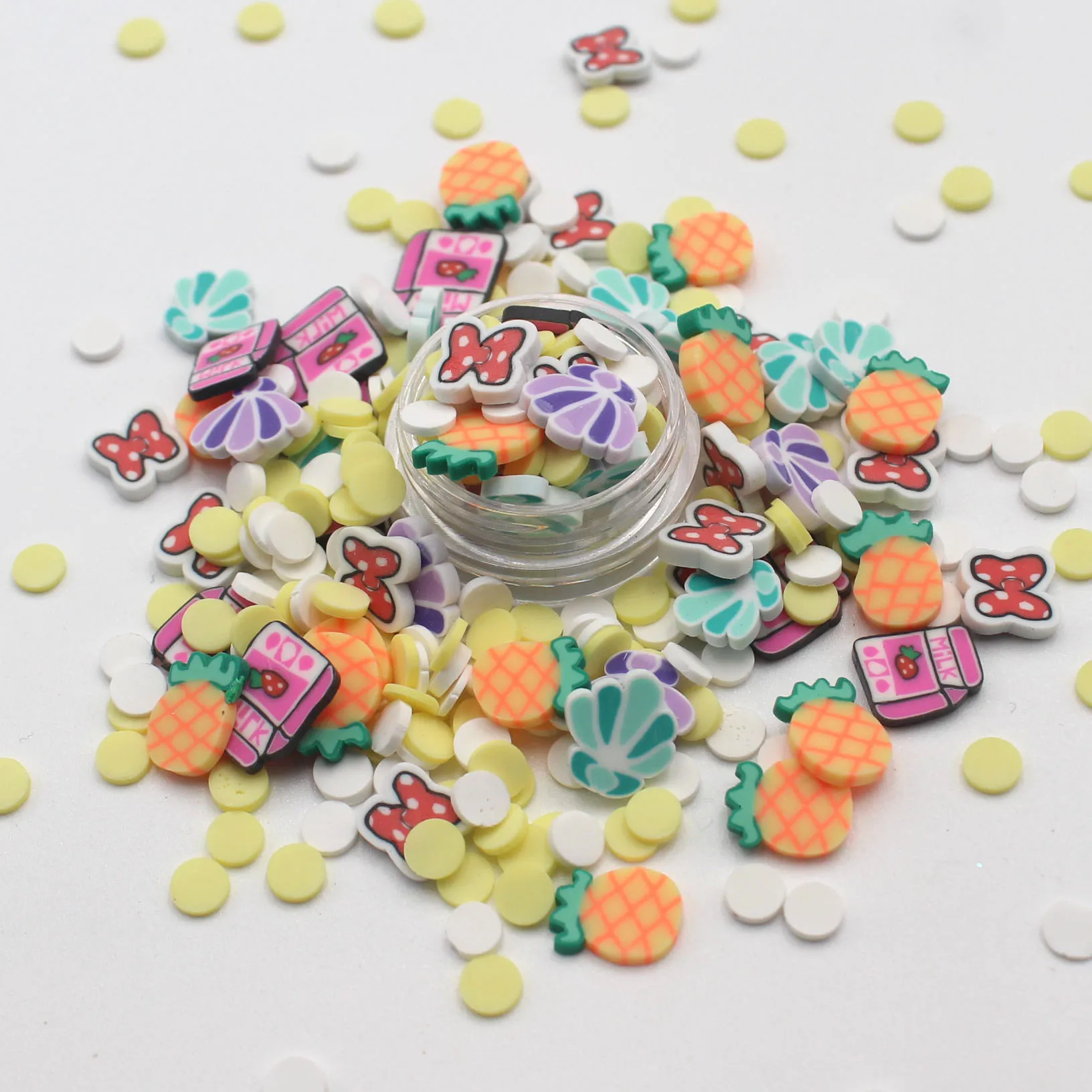 رشات طين بوليمر للزينة ، شبكة عنكبوت اليقطين ، أناناس ، مختلطة مع حلوى طويلة ، مشغولات يدوية ذاتية الصنع ، ملحقات حشو ، صلصال لكل لوط #3