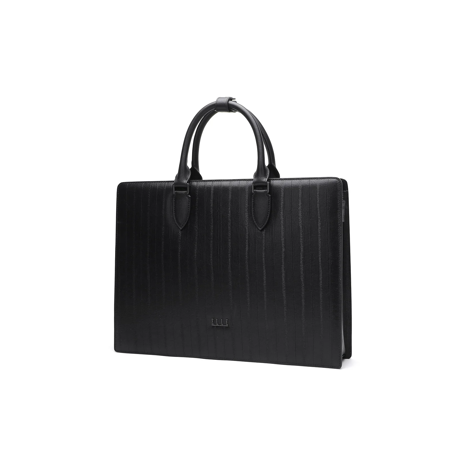 ELLE HOMME Top Grain Cow Leather Briefcase Men's Black EA388208010