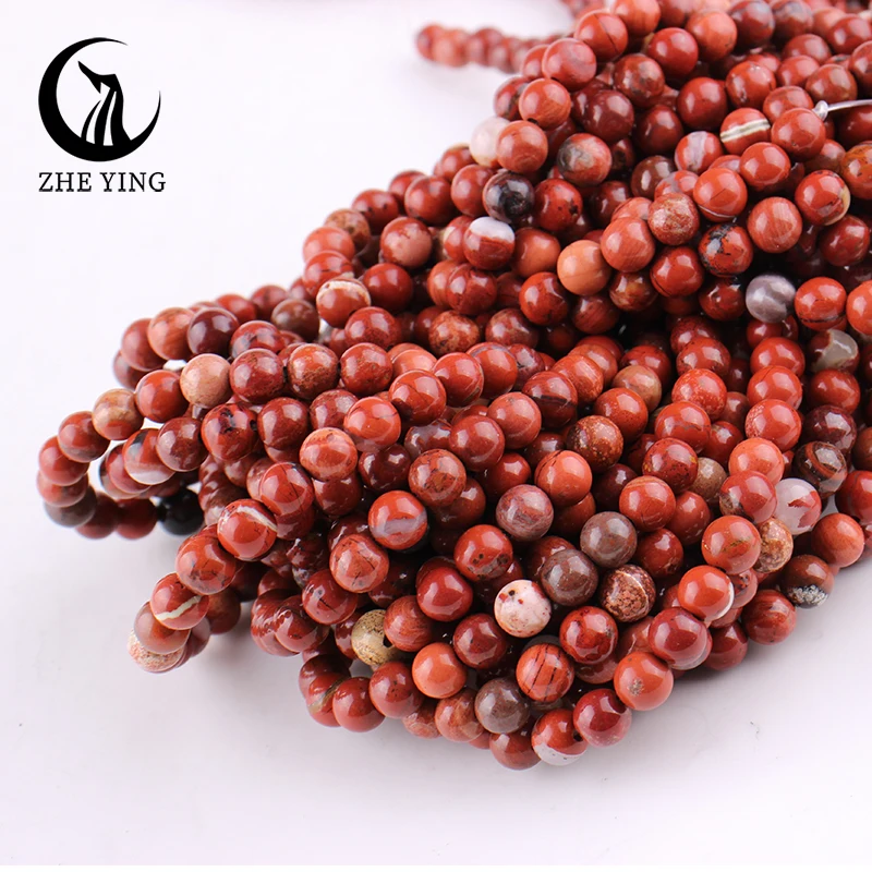 Zhe Ying Cheap Red Jasper Gmestone Beads Round Loose Beads for Braclet Making Diy Jewelry Supply