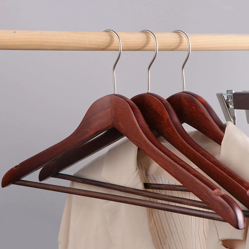 Natural Wooden Clothes Hangers for Home Premium Wood Suit Clothes Hangers Solid Wood Heavy Duty Hangers Retro Wardrobe Organizer