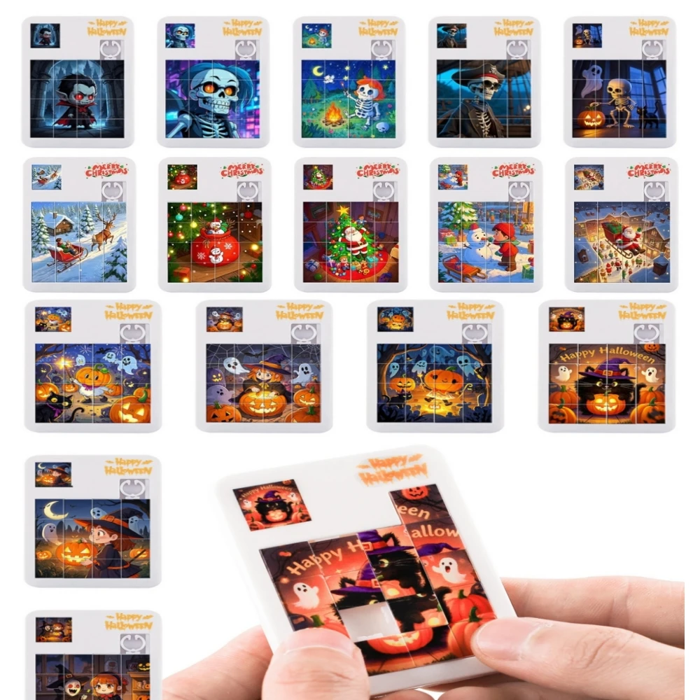 10/20PC Cartoon Halloween Christmas Theme Puzzle Game for Halloween Christmas Party Gift Souvenirs School Kindergarten Gift Pack