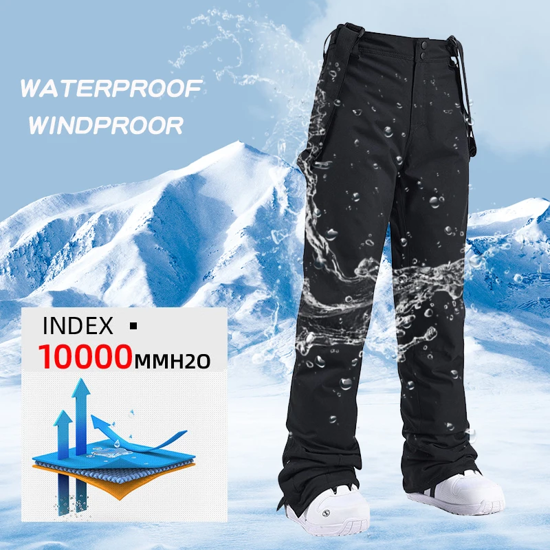 Outdoor Mountain Waterproof Ski Pants For Men Women’s High Quality Windproof Warm Snow Trousers Winter Ski Snowboarding Pants