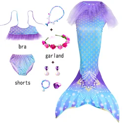 Kids Mermaid Tail for Girls Mermaid Swimsuit for Swimming Children Beach Bikini Suit Costume for Birthday Pool Party Gift