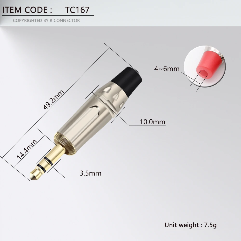 2PCS Jack 3.5MM 3 Poles Stereo Male Plug Connector Soldering Wire Connector Gold Plated 3 Pin 3.5MM Plug Headset Earphone DIY