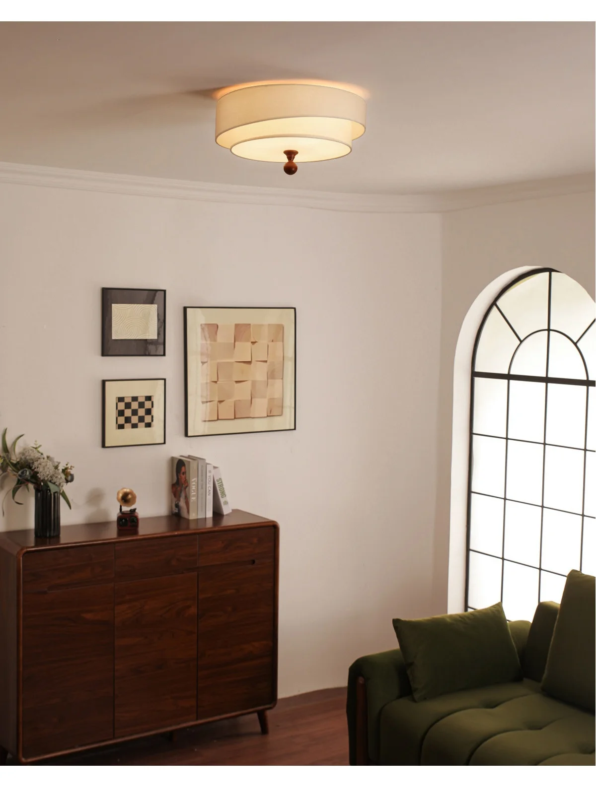 Bedroom Romantic Fabric E27 LED Ceiling Lights Nordic