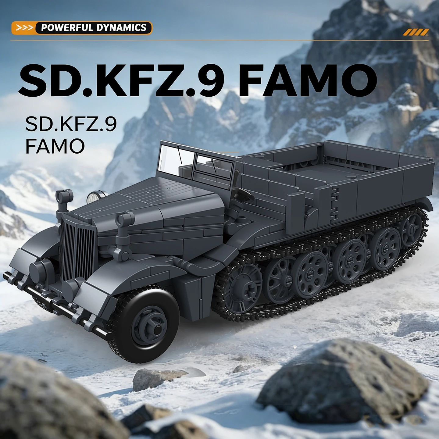 

Конструктор-модель самоходной зенитной пушки Sd.Kfz.9 времён Второй мировой войны, игрушка для мальчиков, для сборки трактора