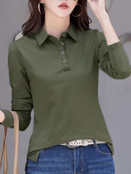 Solid Button Front T-shirt, Regular Fit Versatile Long Sleeve Simple T-shirt For , Women's Clothing Comfort Fit Wardrobe Staple