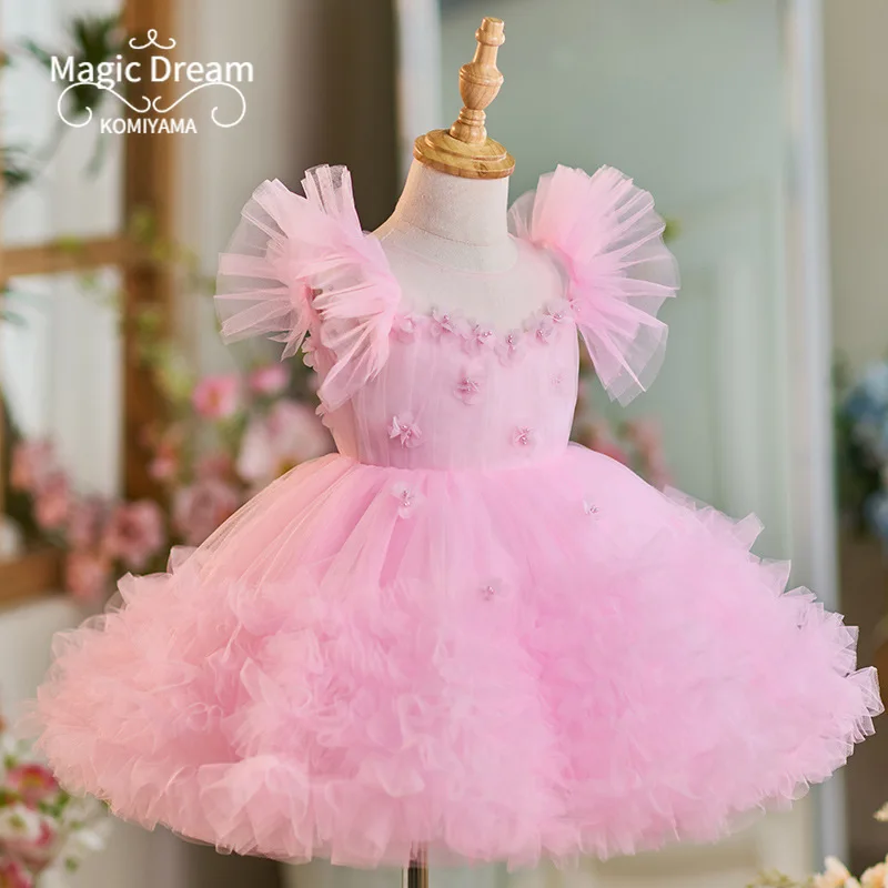 Customized Kids Birthday Party Robe Elegant Beading  New Year Princess Tutu Dress Ball Gown Princess Vestidos Flower Girls Dress