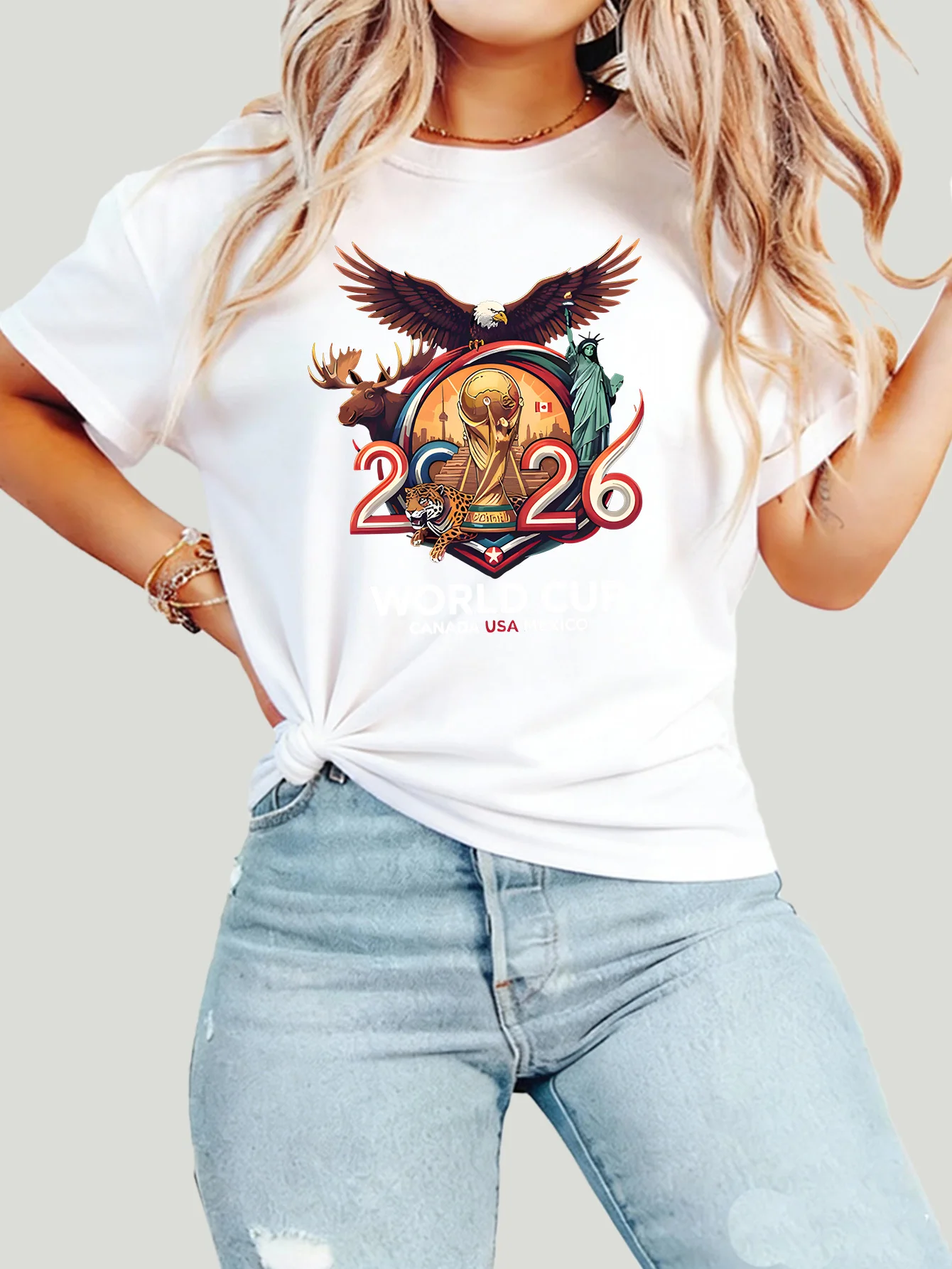 

Women's plus Size T-Shirt round Neck Short Sleeve Printed 1-7XL Comfortable Casual Top for Ladies (Fan Gear)