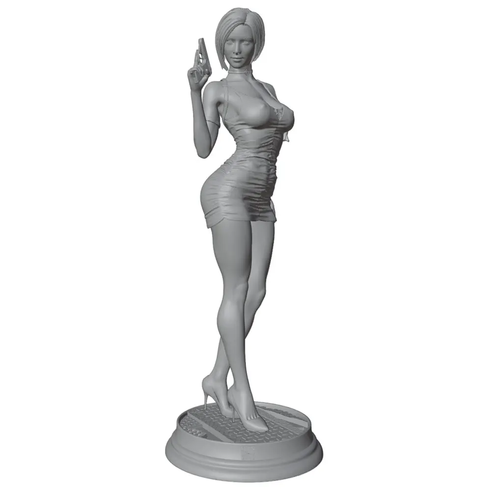 1/24 75mm Sexy Female Warrior Elegant Short-Haired Girl Resin Model Kit Gk Miniature 3D Printed Gray Model Figure DIY Doll Model Collection Unassembled Unpainted