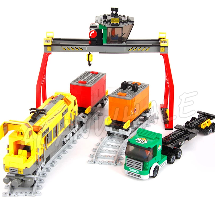 791 stks Stad Treinen Cargo Container Vrachtwagen Kraan Tank Wagon Auto Carrier 25004 Bouwstenen Sets Compatibel Met Model