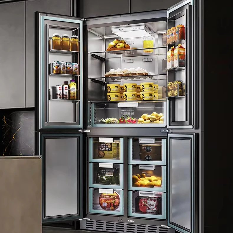 Built-in Cabinet Refrigerator Efficiency Bottom-mounted  Frost-Free Stainless Steel Bottom Heat Dissipation French Four-Door