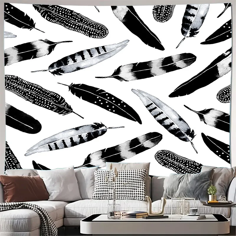 

Bohemian Feather Tapestry Wall Hanging Tribal Nature Decor Desert Landscape Aesthetic Hippie Room Decor Macrame Wall Art Bedroom