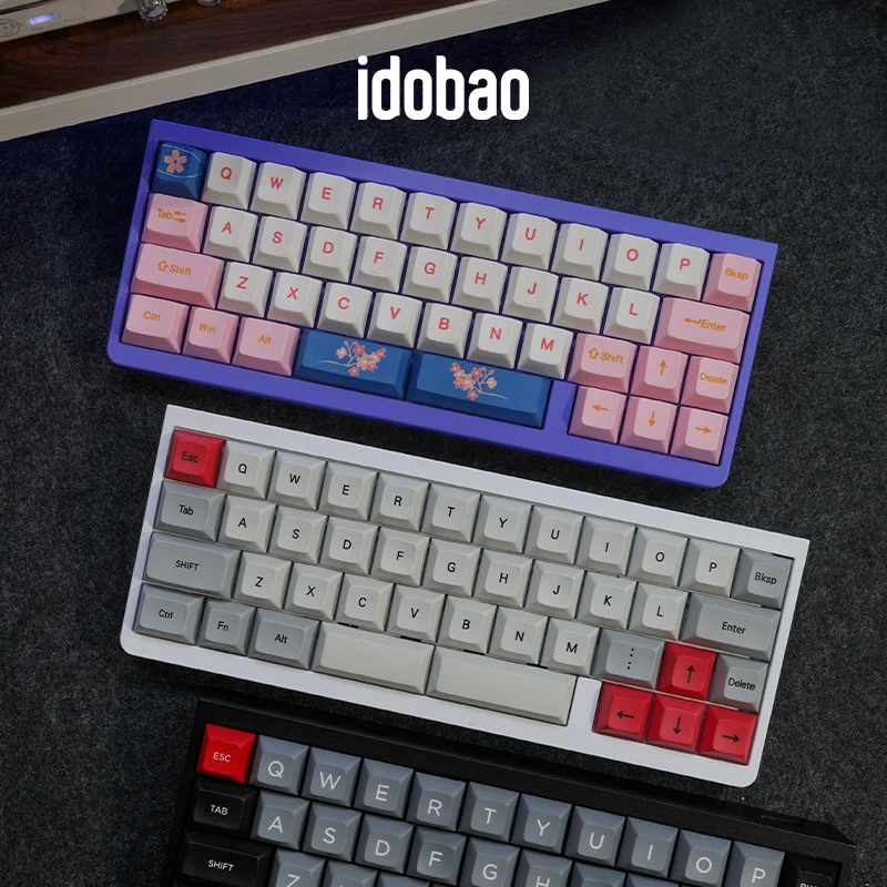 Idobao ID42 White Keyboard Pc Wired Keyboard Mini Mechanical Keyboard 40 QMK VIA Keyboard Black Purple Barebone Kit 40% Keycaps