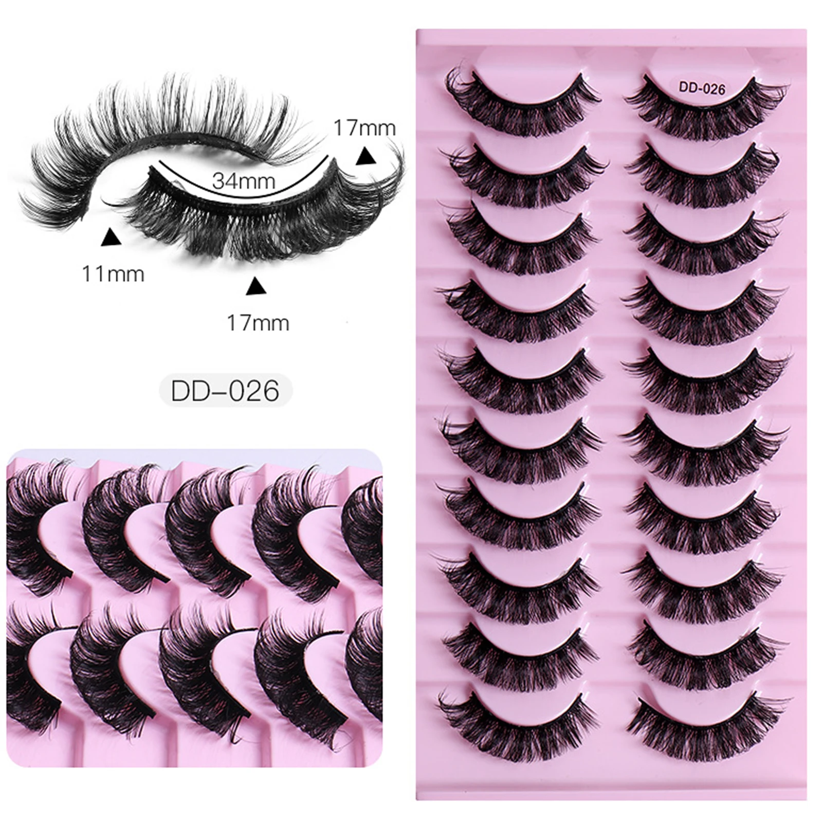 10 คู่รัสเซีย Fluffy Volume lash full strip Curling up ขนตาขนตายาวพรีเมี่ยมสําหรับผู้หญิงสาวแต่งหน้าอุปกรณ์เสริม