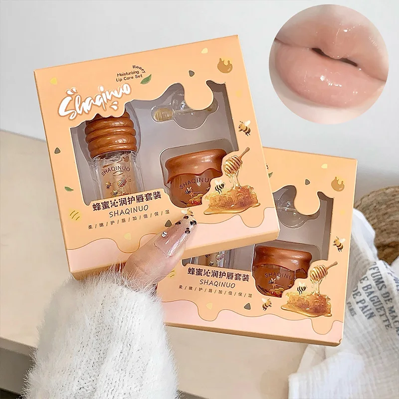 Shaqinuo Honey Moisture Lip Set Lip Oil Moisturizing Nourishing Anti-Cracking Fade Lip Lines Lip Balm Fall Winter Essential Unisex - view 5
