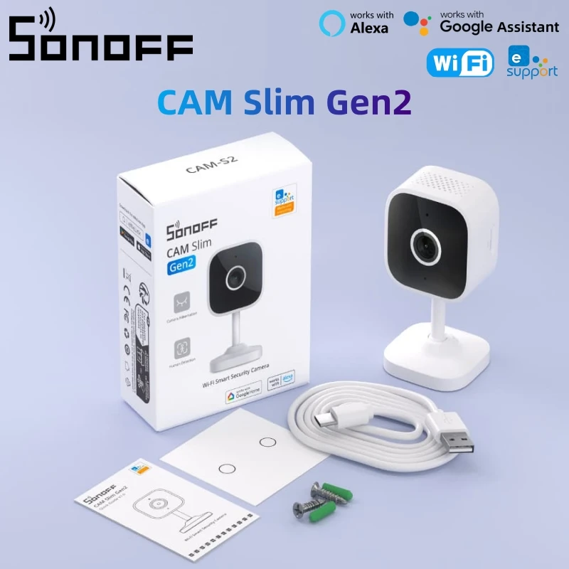SONOFF CAM Slim Gen2 WiFi Smart Home Security Camera 1080P HD Two-way Audio With Night Vision Work With Alexa Google Home