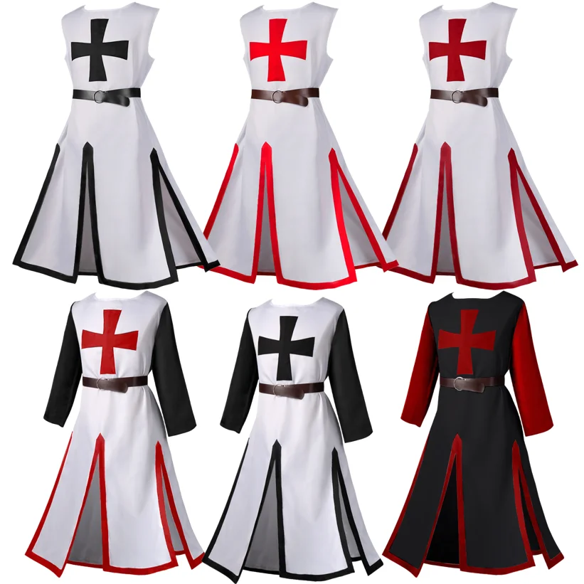 

Crusader Costume Vest Coat Halloween Chiainmail Outfit For Adult Unisex Medieval Tunic Warriors Knight Gown Shirt Tabard Surcoat
