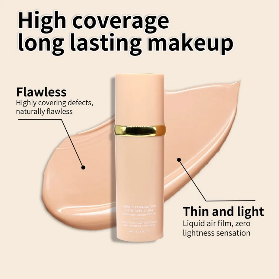 バイオニック温度変化ファンデーションリキッドビーガンメイクアップ卸売カスタムロゴ防水フェイスコンシーラーPF50+メイクアップ（4 in 1）