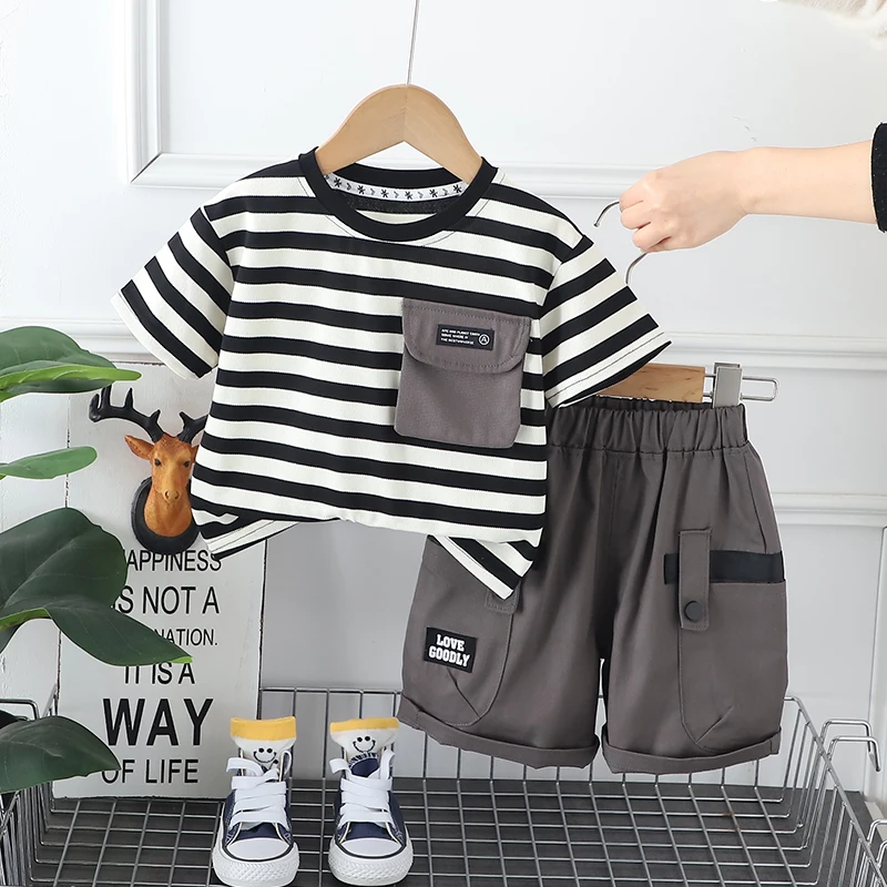 New Baby Boys Clothes Suit Summer Children Fashion Striped T-Shirt Shorts 2Pcs/Sets Toddler Casual Costume Kids Tracksuits