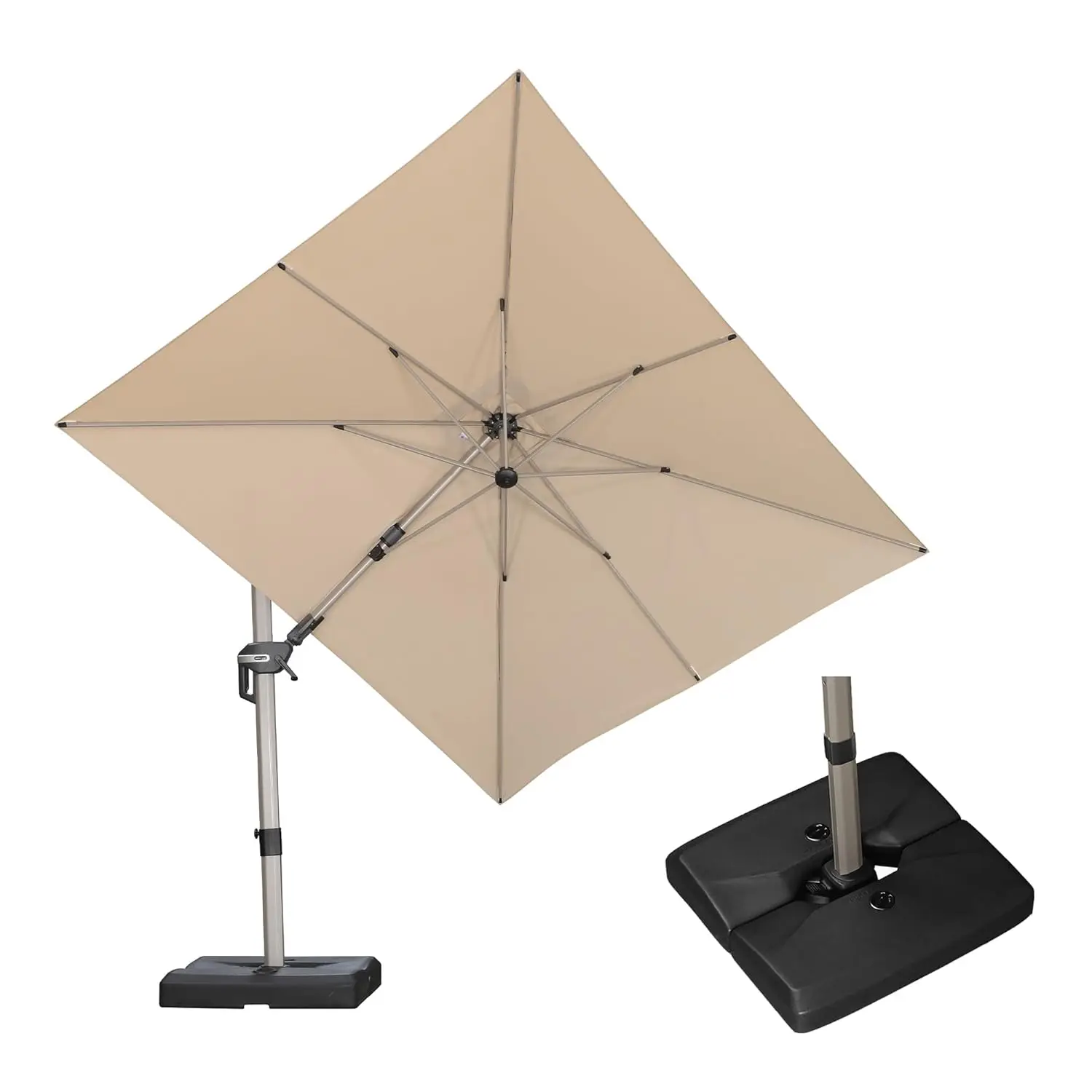 

Зонт для патио 8' x 10' с регулируемым наклоном влево-вправо, с основанием, поворотный, консольный, из алюминия, для улицы, на заказ